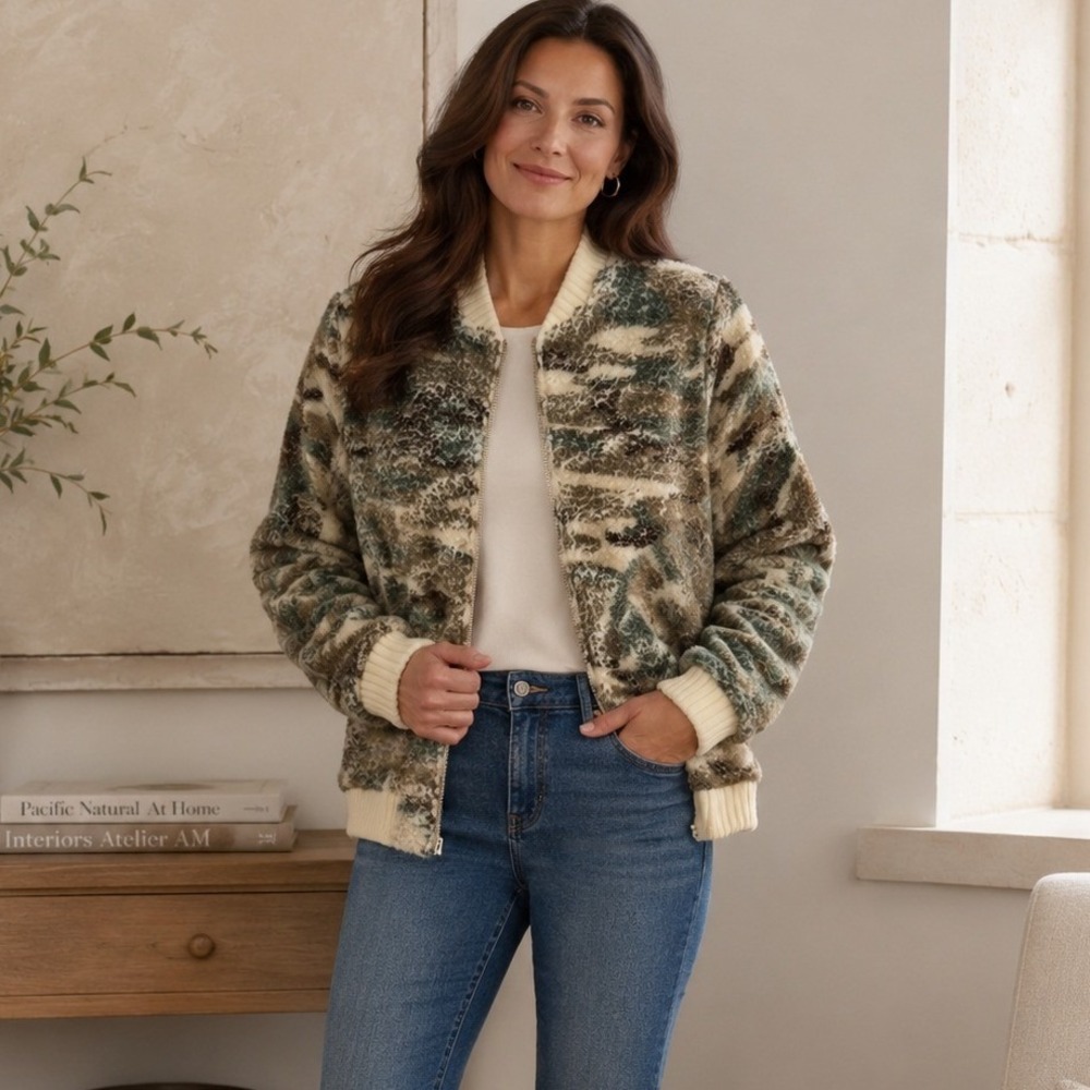 Michael Lauren Jacket Womens Small Camo‎ Nolan Bomber Fleece Gorpcore Streetwear